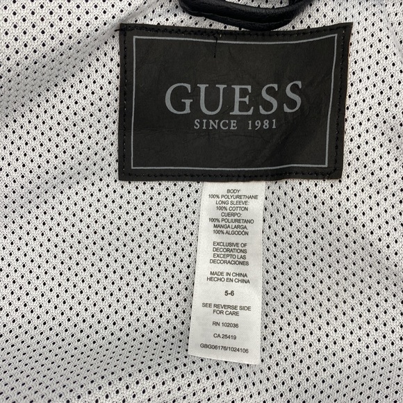 Guess Faux Leather Jacket Boys Size 5-6 - Picture 4 of 6